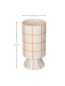 Design-Vase Stripe mit Fliesenoptik, Dolomitstein, Cremeweiß, Ø 11 x H 22 cm