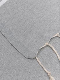 Hamamtuch St Tropez mit Streifen und Fransen, 100% Baumwolle, Grau, Weiß, B 100 x L 200 cm