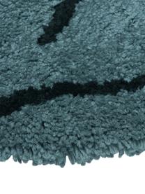Runder Hochflor-Teppich Davin, handgetuftet, Flor: 100% Polyester-Mikrofaser, Petrol, Schwarz, Ø 120 cm (Größe S)