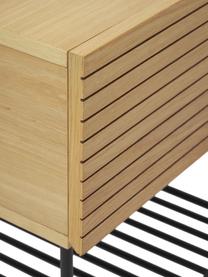 Holz-Nachttisch Johanna mit Schublade, Korpus: Mitteldichte Holzfaserpla, Gestell: Metall, pulverbeschichtet, Braun, B 45 x H 56 cm