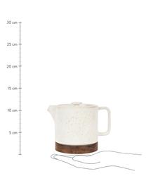 Kleine theepot Nordika met acaciahouten basis, 700 ml, Keramiek, acaciahout, Wit, donker hout, 700 ml