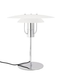 Tischlampe Kali, Lampenschirm: Glas, Lampenfuß: Metall, beschichtet, Weiß, Chromfarben, Ø 35 x H 40 cm