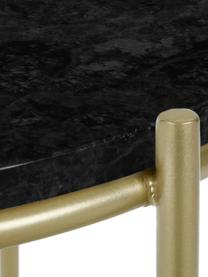 Runder Marmor-Beistelltisch Ella, Tischplatte: Marmor, Gestell: Metall, pulverbeschichtet, Schwarzer Marmor, Goldfarben, Ø 40 x H 50 cm