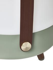 Lampada portatile dimmerabile da esterno con speaker bluetooth Lite-up, Paralume: materiale sintetico, Struttura: legno, silicone, Manico: legno, Piedini: gomma siliconica, legno, Verde oliva, Ø 29 x Alt. 40 cm