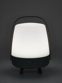 Mobiele buitentafellamp Lite-up Play met bluetooth speaker, Lampenkap: kunststof, Poten: siliconenrubber, hout, Olijfgroen, Ø 29 x H 40 cm