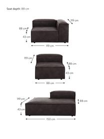 Diván modular grande de cuero reciclado Lennon, Tapizado: cuero reciclado (70% cuer, Estructura: madera de pino maciza, ma, Patas: plástico Las patas están , Cuero marrón grisaceo, An 357 x F 119 cm, respaldo izquierdo