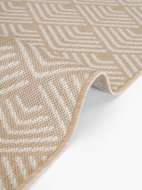 In- & outdoor loper Milano met grafisch patroon, Bovenzijde: 70% gerecycled polypropyl, Beige, wit, B 80 x L 200 cm
