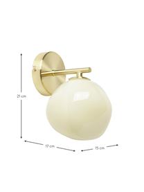 Wandlamp Josie van opaalglas, Lampenkap: opaalglas, Crèmewit, goudkleurig, Ø 15 x H 21 cm