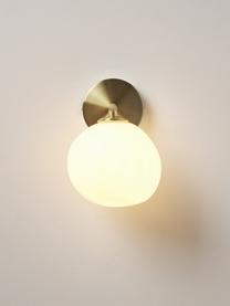 Nástenná lampa z opálového skla Josie, Krémovobiela, odtiene zlatej, Ø 15 x V 21 cm