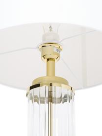 Lampada da tavolo grande con base in vetro Gabor, Paralume: tessuto, Base della lampada: metallo, vetro, Bianco, dorato, Ø 35 x Alt. 64 cm