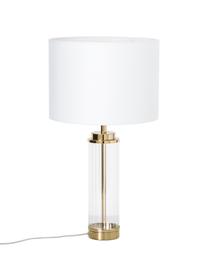 Lámpara de mesa grande Gabor, estilo clásico, Pantalla: tela, Cable: plástico, Blanco, dorado, Ø 35 x Al 64 cm
