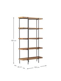 Estantería grande de madera y metal Renee, Estantes: tablero de fibra de densi, Estructura: metal con pintura en polv, Madera de fresno, An 100 x Al 180 cm