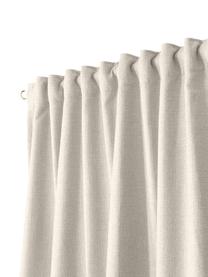 Rideau opaque avec ruflette multiple Jensen, 2 pièces, 95 % polyester, 5 % nylon, Beige, larg. 130 x long. 260 cm