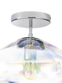 Plafoniera in vetro iridescente Amora, Paralume: vetro, Baldacchino: metallo spazzolato, Iridescente, cromo, Ø 35 x Alt. 28 cm