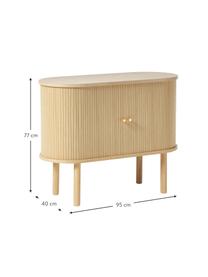 Petite enfilade en bois cannelé Calary, Bois clair, larg. 95 x long. 77 cm