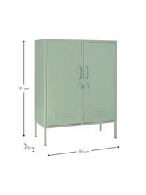 Rangement en métal Midi, Métal, enduit, Vert sauge, larg. 85 x haut. 111 cm
