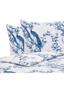 Baumwollperkal-Bettwäsche Annabelle mit floraler Zeichnung, Webart: Perkal Fadendichte 200 TC, Blau, Weiß, 135 x 200 cm + 1 Kissen 80 x 80 cm