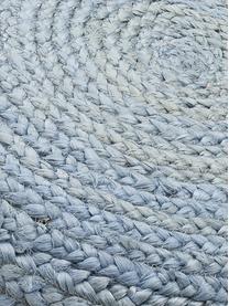 Pouf in juta fatto a mano Bono, Rivestimento: juta, Marrone, blu pastello, Ø 50 x Alt. 36 cm