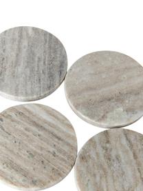 Podstawka z marmuru o wyglądzie trawetynu Callum, 4 szt., Marmur, Szary, Ø 10 x W 1 cm