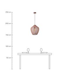 Hanglamp Beau van netstof, Lampenkap: textiel, Baldakijn: gepoedercoat metaal, Roodbruin, Ø 40 x H 42 cm