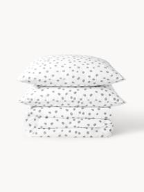 Funda nórdica de algodón Jana, Blanco, gris, Cama 90 cm (155 x 220 cm)