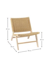 Chaise en bois de frêne tressage en rotin Ira, Bois de frêne, rotin, larg. 58 x haut. 69 cm