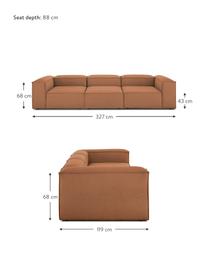 Modulares Sofa Lennon (4-Sitzer), Bezug: 100% Polyester Der strapa, Gestell: Massives Kiefernholz, FSC, Füße: Kunststoff, Webstoff Nougat, B 327 x T 119 cm