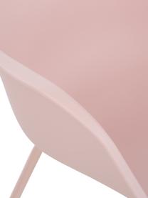 Kunststoffen armstoel Claire met metalen poten, Zitvlak: kunststof, Poten: gepoedercoat metaal, Roze, B 60 x D 54 cm