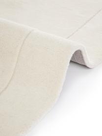 Alfombra artesanal de lana con forma orgánica Kadey, Parte superior: 100% lana con certificado, Reverso: 100% algodón Las alfombra, Blanco crema, An 120 x L 180 cm (Tamaño S)