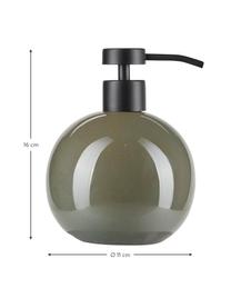 Distributeur de savon en céramique Tin, Vert, noir, Ø 11 x haut. 16 cm