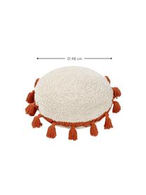 Cojín de peluche artesanal Circle, Tapizado: 97% algodón, 3% otras fib, Blanco crema, naranja, Ø 48 cm