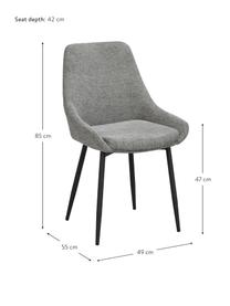 Gestoffeerde stoelen Sierra in grijs, 2 stuks, Bekleding: 100% polyester, Poten: gepoedercoat metaal, Geweven stof grijs, B 49 x D 55 cm