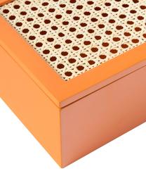 Aufbewahrungsbox Carina mit Wiener Geflecht, Box: Mitteldichte Holzfaserpla, Deckel: Mitteldichte Holzfaserpla, Orange, B 23 x H 10 cm