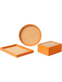 Aufbewahrungsbox Carina mit Wiener Geflecht, Box: Mitteldichte Holzfaserpla, Deckel: Mitteldichte Holzfaserpla, Orange, B 23 x H 10 cm