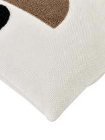Bestickte Baumwoll-Kissenhülle Izad mit Hoch-Tief-Struktur, Bezug: 100 % Baumwolle, Braun, Schwarz, Cremeweiß, B 45 x L 45 cm