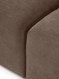 Modulaire bank Lena (3-zits) met kruk, Bekleding: geweven stof (88% polyest, Frame: grenenhout, multiplex, ha, Poten: kunststof, Geweven stof donkerbruin, B 209 x D 181 cm