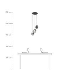 Suspension cluster en verre miroir Amora, Couleur chrome, noir, Ø 15 x haut. 150 cm