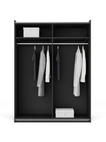Modulaire schuifdeurkast Simone, 150 cm breed, verschillende varianten, Walnoothout optiek, zwart, Basis interieur, hoogte 200 cm
