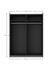 Armario modular Simone, 2 puertas correderas (150 cm), diferentes variantes, Estructura: aglomerado con certificad, Aspecto madera de nogal, negro, Interior Basic (Al 200 cm)