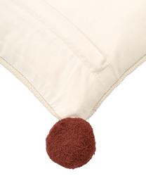 Kissenhülle Gabriel mit weihnachtlicher Verzierung, 100 % Baumwolle, Beige, Rot, Grün, B 45 x L 45 cm