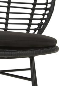 Chaise en polyrotin Cordula, 2 pièces, Noir, larg. 48 x prof. 57 cm