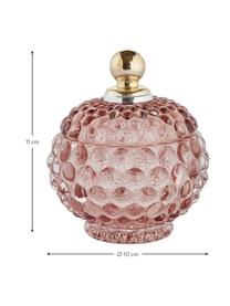 Kleine kerstbal-opbergpot Miya in roze, Glas, Roze, goudkleurig, Ø 10 x H 11 cm