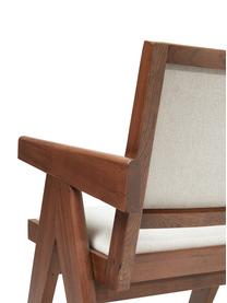 Polstrovaná židle s područkami Sissi, Krémově bílá, tmavé dubové dřevo, Š 58 cm, H 52 cm