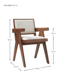 Sillón tapizado Sissi, Tapizado: 100% poliéster Alta resis, Estructura: madera de roble maciza, Asiento: contrachapado de madera d, Tejido blanco crema, madera de roble oscura, An 58 x F 52 cm