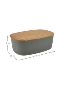 Brotkasten Box-It mit Bambus-Deckel, Dose: Melamin, Deckel: Bambus, Grau, B 35 x H 12 cm