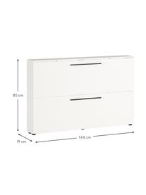 Meuble à chaussures avec 2 compartiments rabattables Dallas, Blanc, larg. 140 x haut. 85 cm
