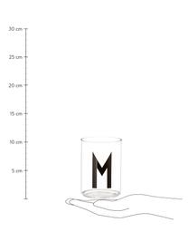 Design Wasserglas Personal mit Buchstaben (Varianten von A bis Z), Borosilikatglas, Transparent, Schwarz, Wasserglas M