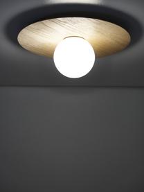 Wand- en plafondlamp Starling in houtoptiek, Bruin, wit, Ø 33 x D 14 cm