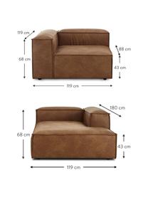 Narożna sofa modułowa ze skóry z recyklingu Lennon, Tapicerka: skóra z recyklingu (70% s, Stelaż: lite drewno sosnowe z cer, Nogi: tworzywo sztuczne, Brązowa skóra, S 238 x G 180 cm, prawostronna