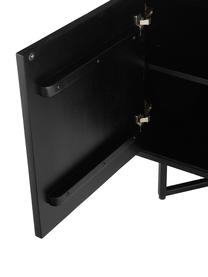 Schwarzes Sideboard Luca mit Türen aus Massivholz, Korpus: Massives Mangoholz, gebür, Gestell: Metall, pulverbeschichtet, Schwarz, B 160 x H 70 cm